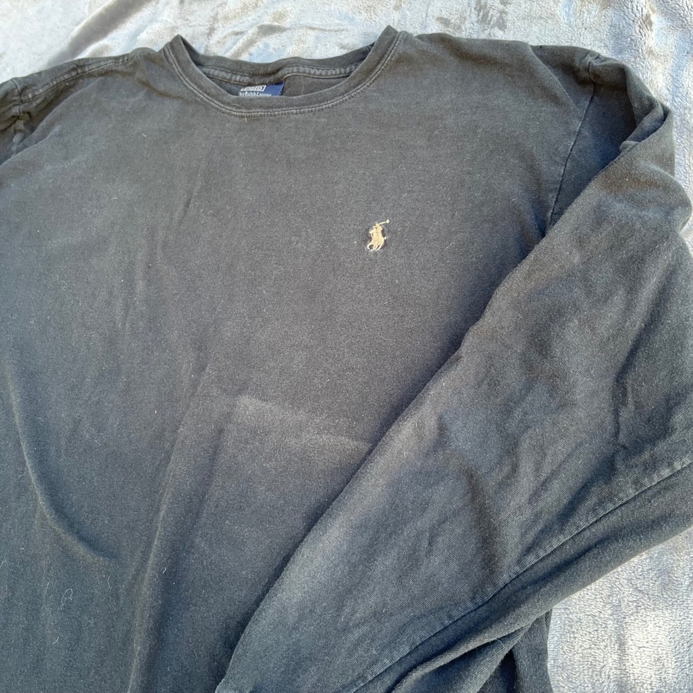 Polo Ralph Lauren Mens Long Sleeve T-Shirt Black Cotton Pony Logo Size M